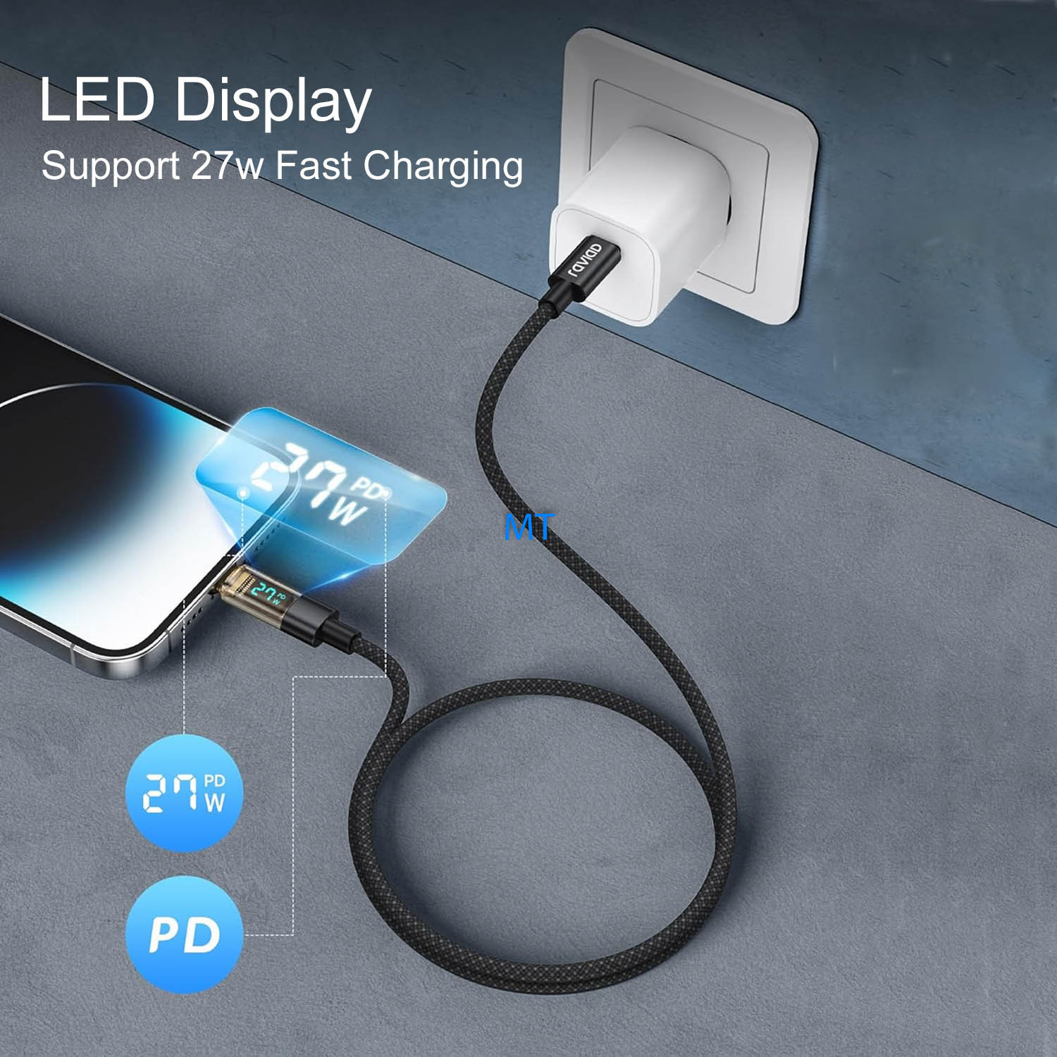 Braided Digital Voltage Cable USB-C To Lightning 1M, foto 3 van 3