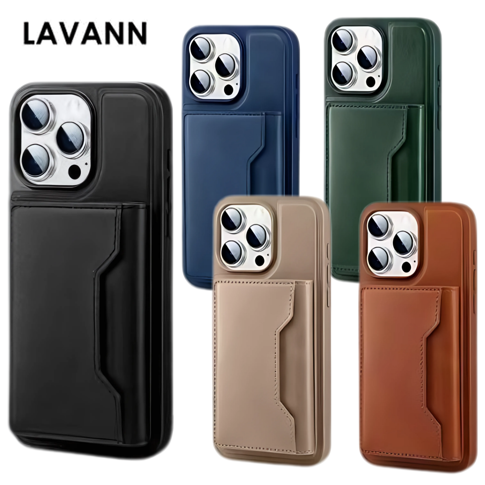 Lavann Magnetic Leather Wallet Back case 2 in 1 For IPhone 16 Pro, foto 2 van 6