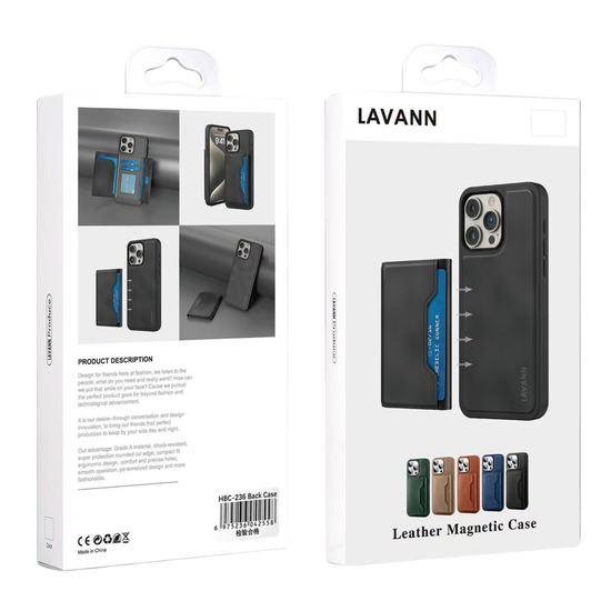 Lavann Magnetic Leather Wallet Back case 2 in 1 For IPhone 15 Pro