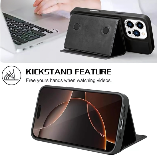Lavann Magnetic Leather Wallet Back case 2 in 1 For IPhone 15 Pro