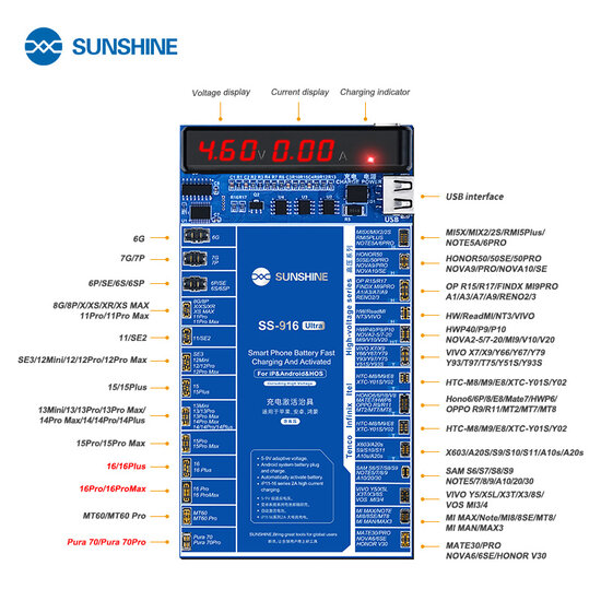 SUNSHINE SS-916 ultra IP Android Charging Activation Fixture