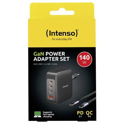Intenso GaN Power Adapter Set 140 Watt PD 3.1 / QC 4.0 with USB C / USB C Cable, foto 2 van 2