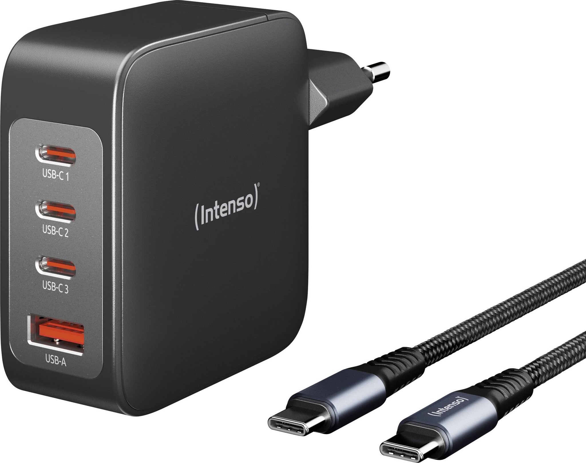 Intenso GaN Power Adapter Set 140 Watt PD 3.1 / QC 4.0 with USB C / USB C Cable
