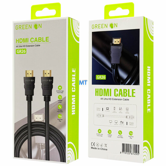 GREEN ON 4K Ultra HD Extention HDMI Cable GR26