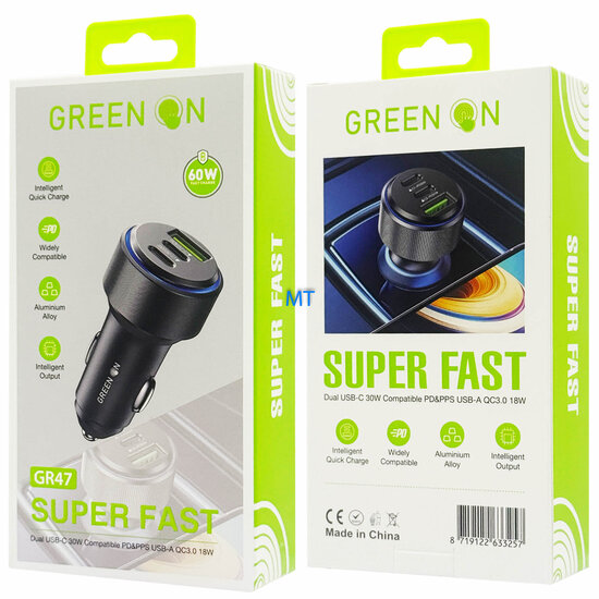 GREEN ON Super Fast Car Charger 60W GR47