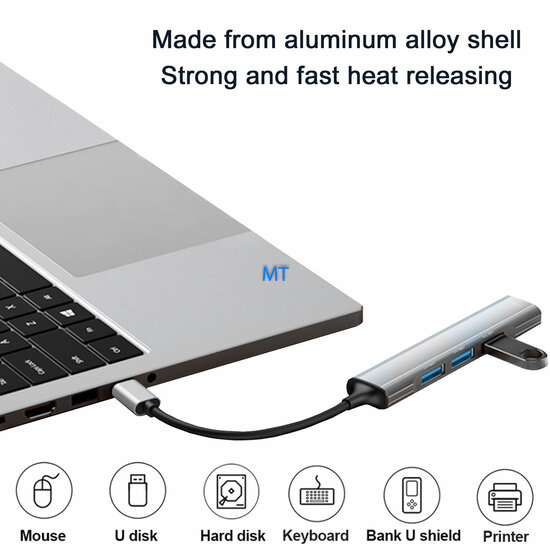 GREEN ON USB-C To USB Hub Adapter 4 in 1 GR45