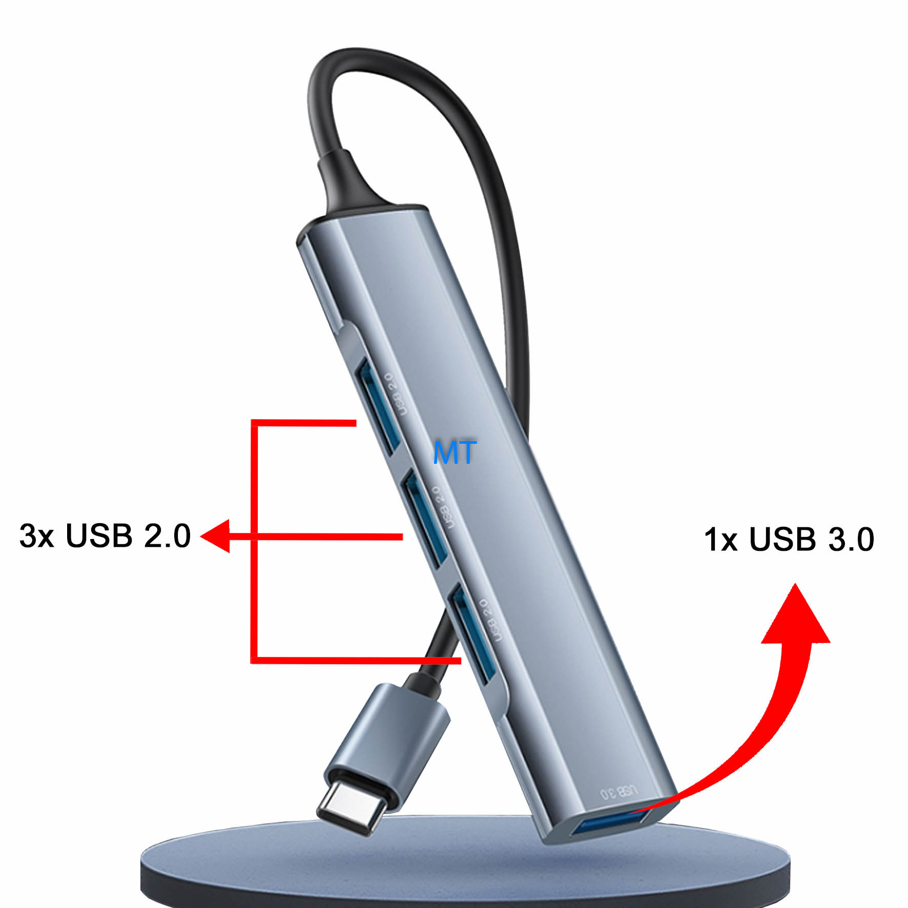 GREEN ON USB-C To USB Hub Adapter 4 in 1 GR45, foto 4 van 6