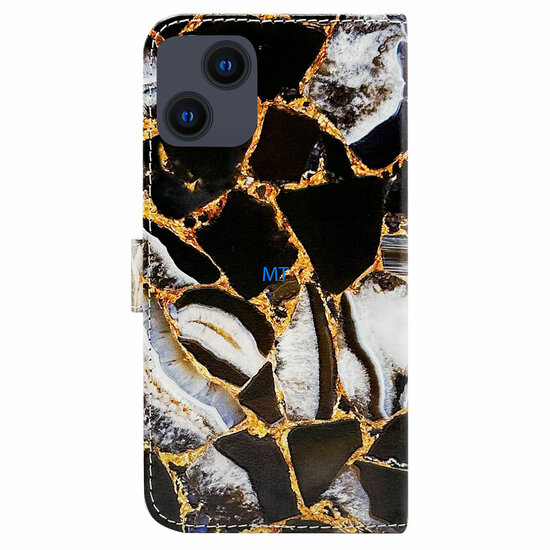 GREEN ON 3D Print Wallet Case Gold Black Marble For Iphone 16e
