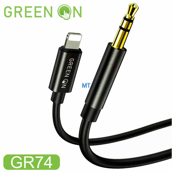 GREEN ON USB Lightning To 3.5mm Aux Cable GR74 1M