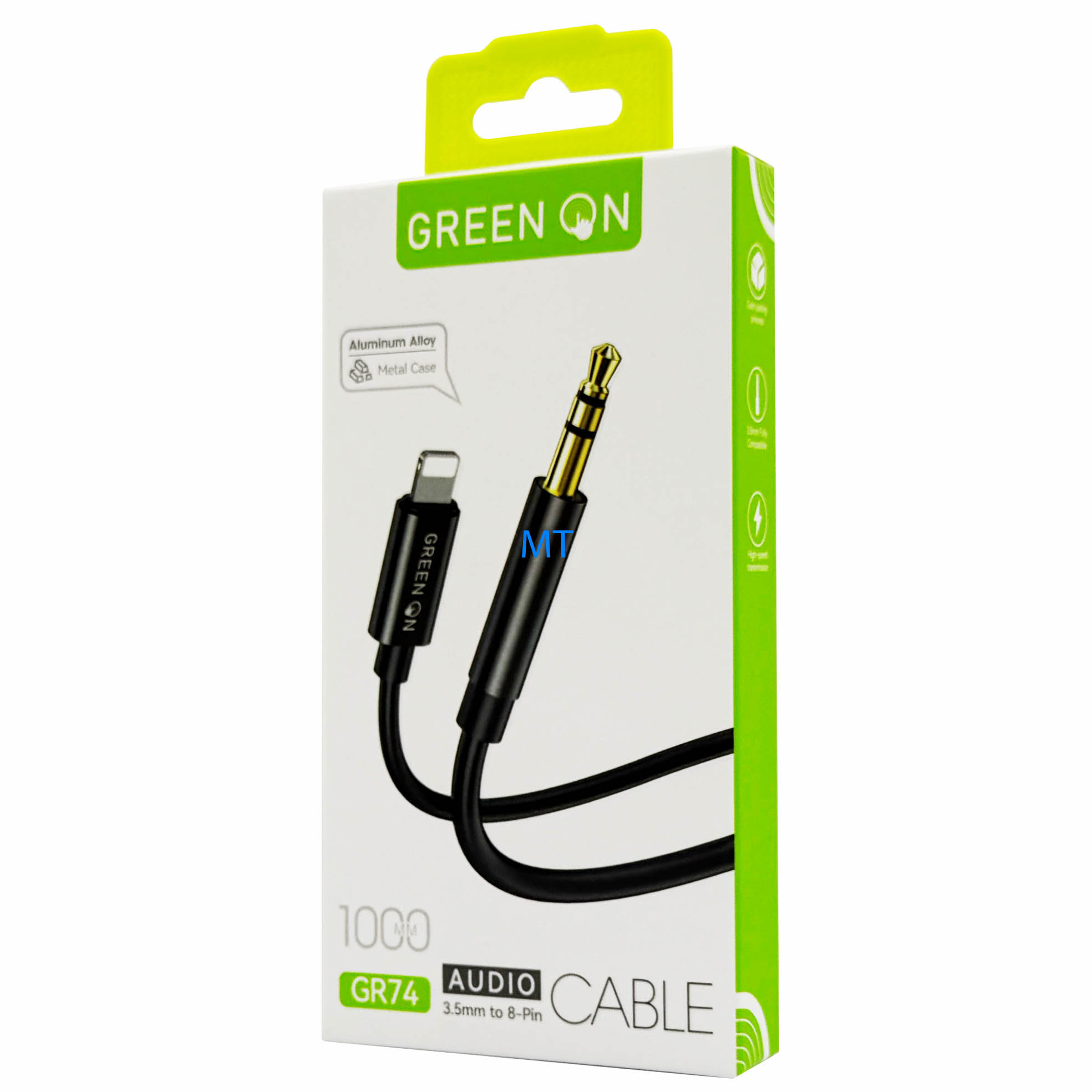 GREEN ON USB Lightning To 3.5mm Aux Cable GR74 1M, foto 2 van 4