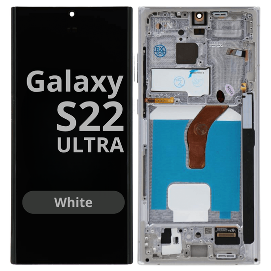 LCD Soft Oled For Galaxy S22 Ultra White with Frame Non Original White Box