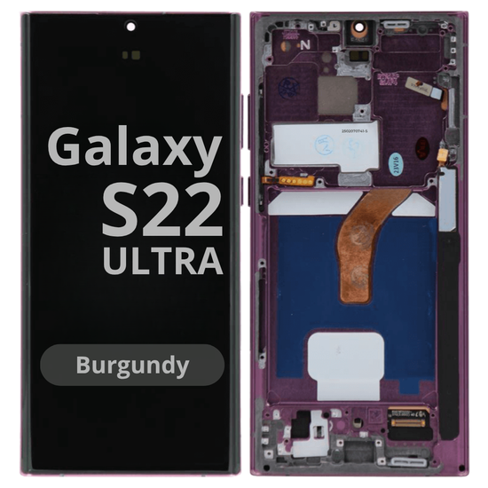 LCD Soft Oled For Galaxy S22 Ultra Burgundy with Frame Non Original White Box