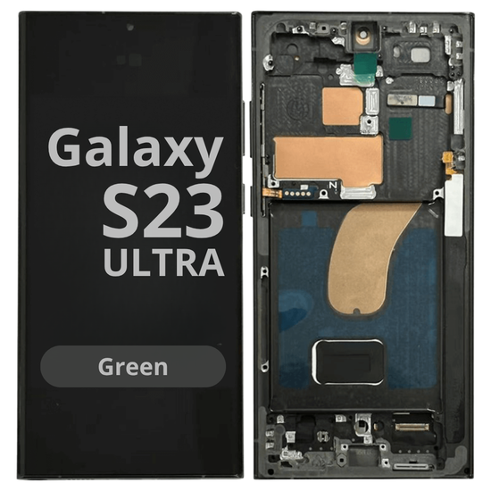 LCD Soft Oled For Galaxy S23 Ultra Green with Frame Non Original White Box