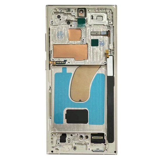 LCD Soft Oled For Galaxy S23 Ultra White  Cream with Frame Non Original White Box