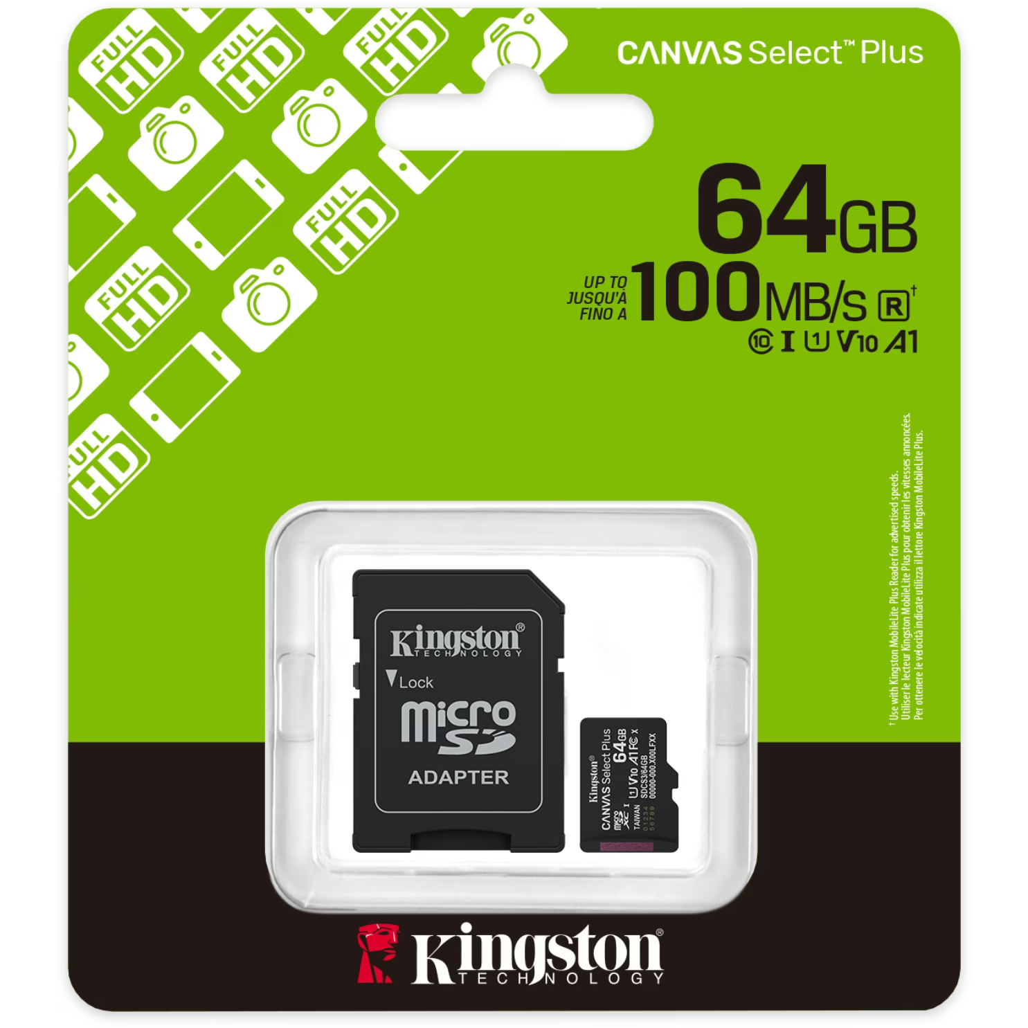 Kingston Canvas Select Plus Gen. 3 microSDXC 64GB, met SD-adapter SDCS3