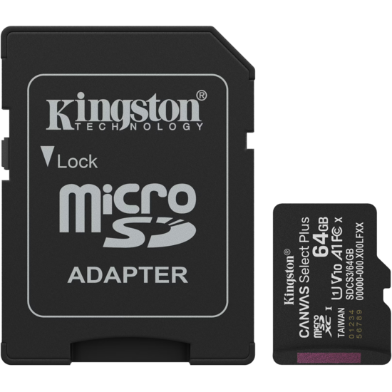 Kingston Canvas Select Plus Gen. 3 microSDXC 64GB, met SD-adapter