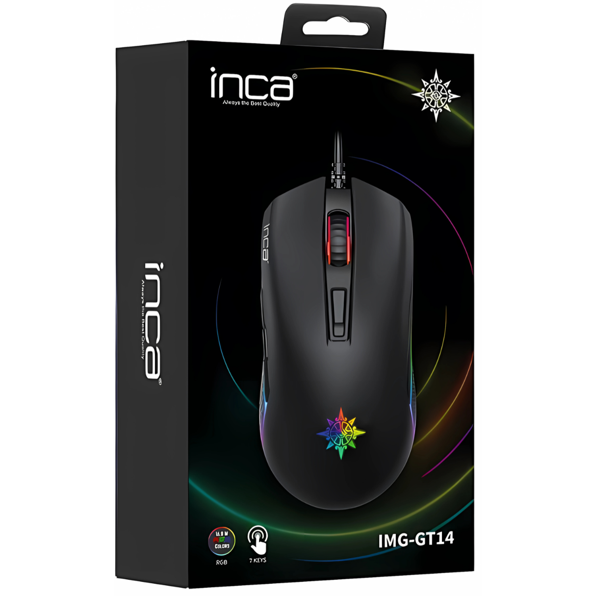 INCA Gaming mouse IMG-GT14 3600 DPI, RGB, 7 Buttons, foto 2 van 4