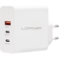 LC Power 3-in-1 Fast Charger GaN 65W with 2x USB-C and 1x USB-A White