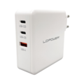 LC Power 3-in-1 Fast Charger GaN 65W with 2x USB-C and 1x USB-A White