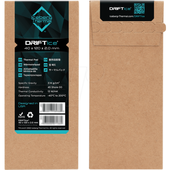 ICEBERG THERMAL DRIFTIce Thermal Pad 40mmx120mm 1.0mm Iceberg THERMAL
