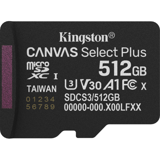 Kingston Canvas Select Plus Gen. 3 microSDXC 512GB, met SD-adapter