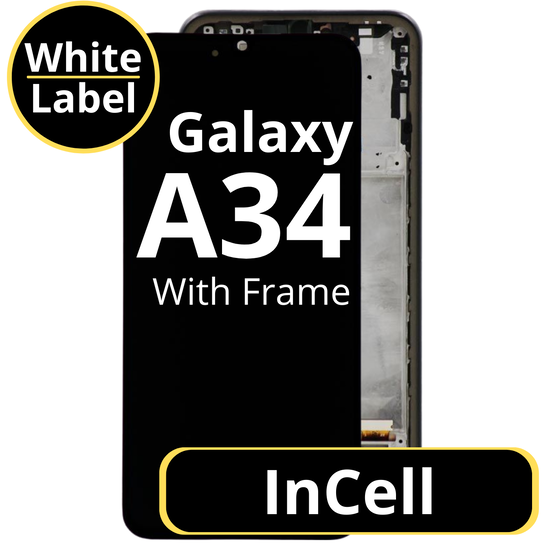 LCD InCell For Galaxy A34 Black With Frame Not Original White Box