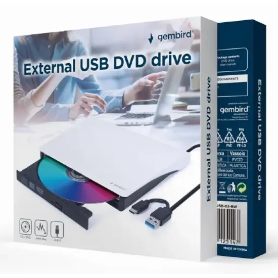 Gembird External USB DVD Writer, black-white