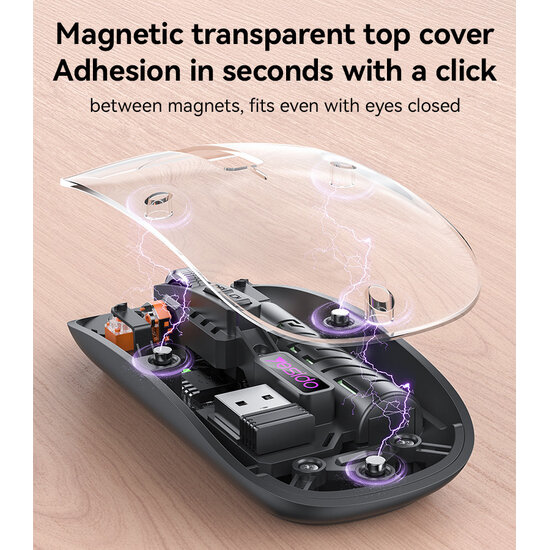Yesido Wireless Transparent Housing Mouse KB29 Black
