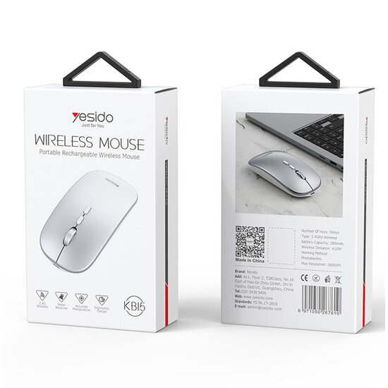 Yesido Rechargeable Wireless Mouse KB15 White