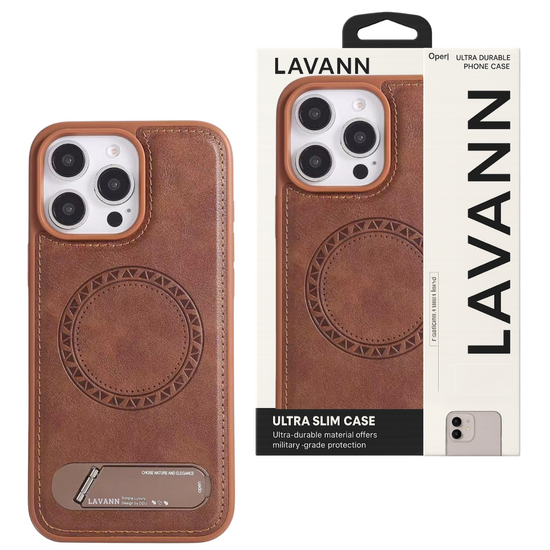 Lavann Leather back Cover with Magnetic / Table stand For IPhone 16