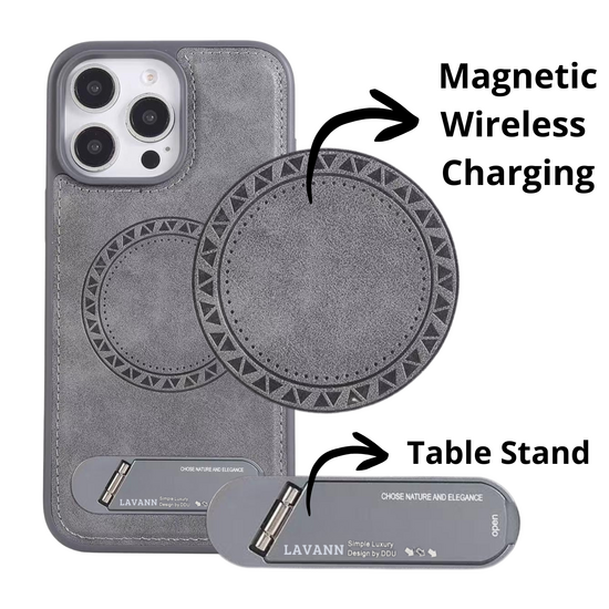 Lavann Leather back Cover with Magnetic / Table stand For IPhone 13 / 14