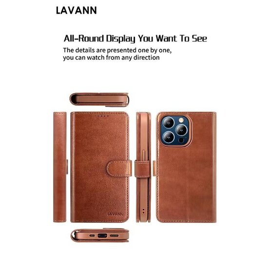 Lavann 2 in 1 Magnetic Leather Bookcase For IPhone 17 Pro Max