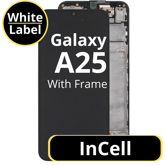 LCD InCell For Galaxy A25 Black With Frame Not Original White Box