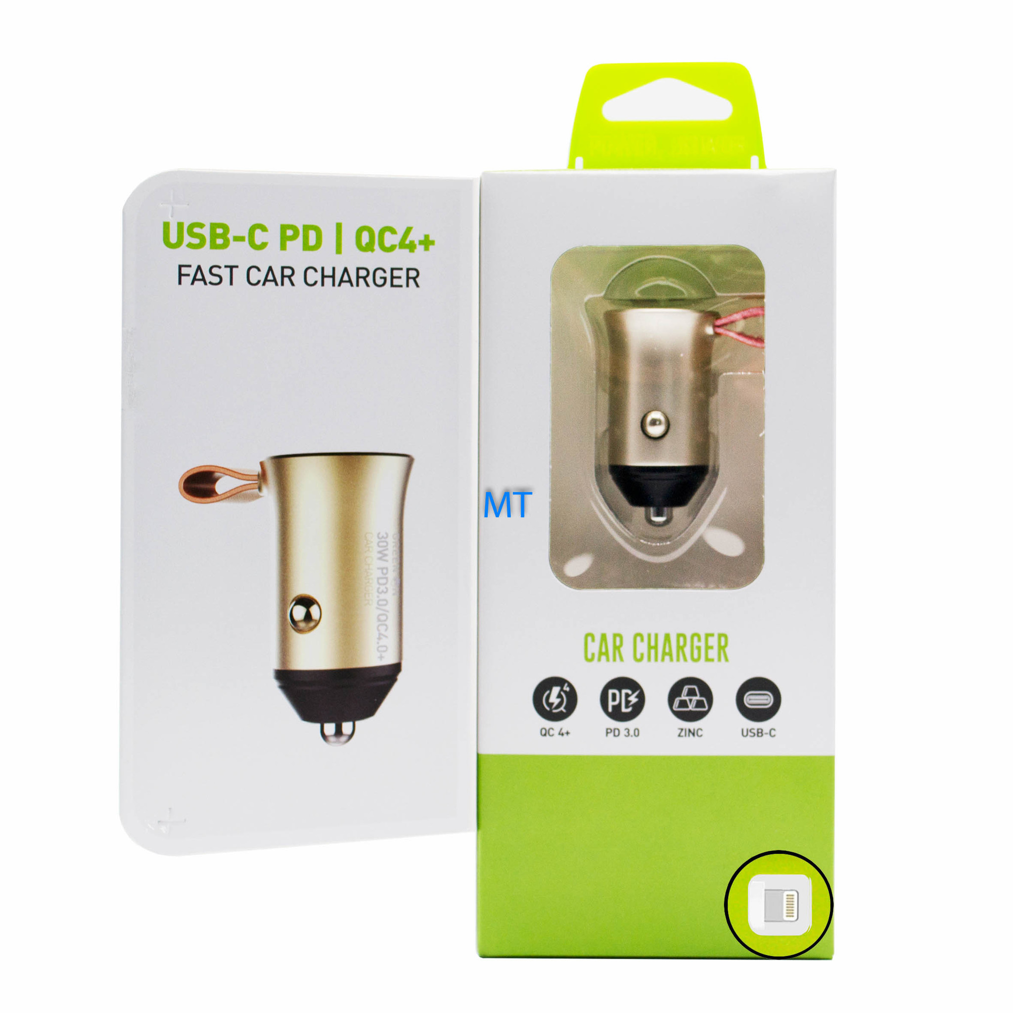 GREEN ON USB To USB Lightning Fast Car Charger C509Q, foto 2 van 6