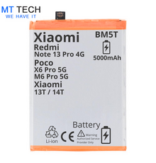 BATTERY MT Tech For Xiaomi 13T / 14T Redmi Note 13 Pro 5G / Poco M6 Pro 5G / X6 Pro 5G - BM5T - 5000mAh