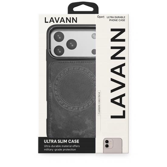 Lavann Magnetic Cow Print Leather Case for IPhone 17 Pro