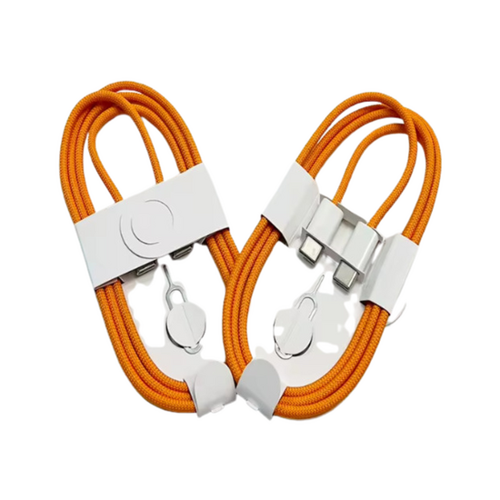 USB C to USB C Cable Nylon  Orange 1m with Simtray Pin