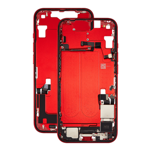 Mid Frame Housing with Charging Port Flex & Small Parts For IPhone 14 - Red - Pulled