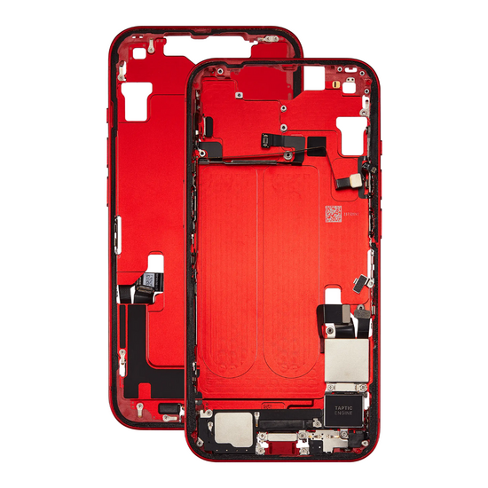 Mid Frame Housing with Charging Port Flex & Small Parts For IPhone 14 - Red - Pulled