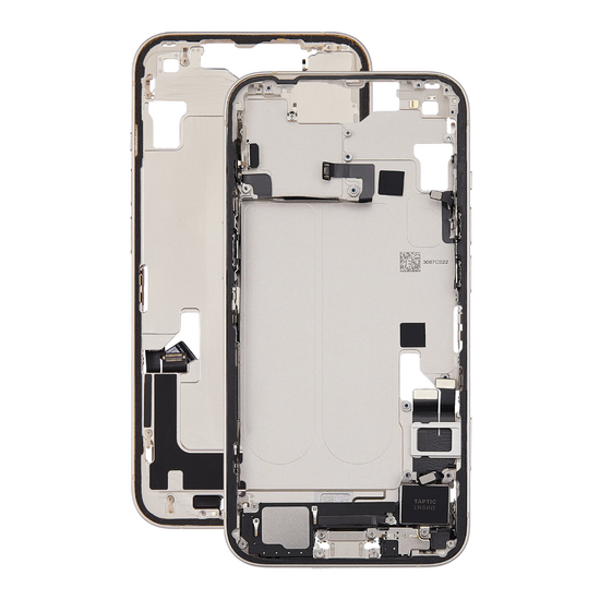 Mid Frame Housing with Charging Port Flex & Small Parts For IPhone 14 - Starlight - Pulled