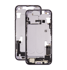 Mid Frame Housing with Charging Port Flex & Small Parts For IPhone 14 - Purple - Pulled