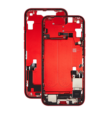 Mid Frame Housing with Charging Port Flex & Small Parts For IPhone 14 Plus - Red - Pulled