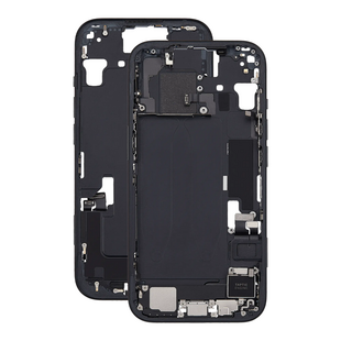 Mid Frame Housing with Charging Port Flex & Small Parts For IPhone 15 Plus - Black - Pulled