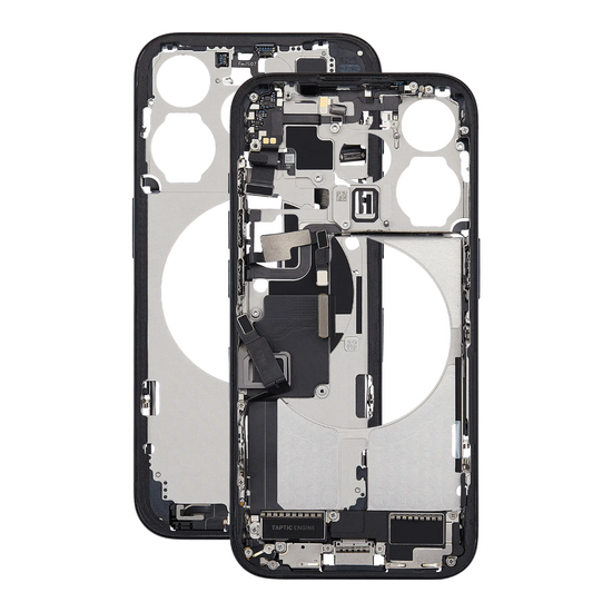 Mid Frame Housing with Charging Port Flex & Small Parts For IPhone 15 Pro - Blue Titanium - Pulled