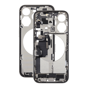 Mid Frame Housing with Charging Port Flex & Small Parts For IPhone 15 Pro - White Titanium - Pulled