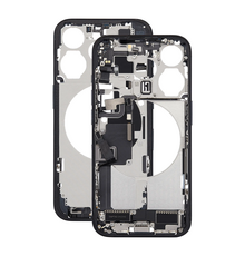 Mid Frame Housing with Charging Port Flex & Small Parts For IPhone 15 Pro Max - Blue Titanium - Pulled