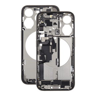 Mid Frame Housing with Charging Port Flex & Small Parts For IPhone 15 Pro Max - Natural Titanium - Pulled - Copy