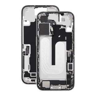 Mid Frame Housing with Charging Port Flex & Small Parts For IPhone 16 -White - Pulled