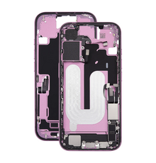 Mid Frame Housing with Charging Port Flex & Small Parts For IPhone 16 -Pink - Pulled