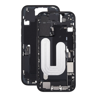 Mid Frame Housing with Charging Port Flex & Small Parts For IPhone 16 -Black - Pulled